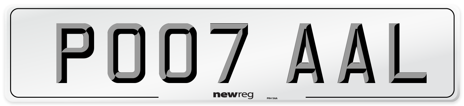 PO07 AAL Number Plate from New Reg